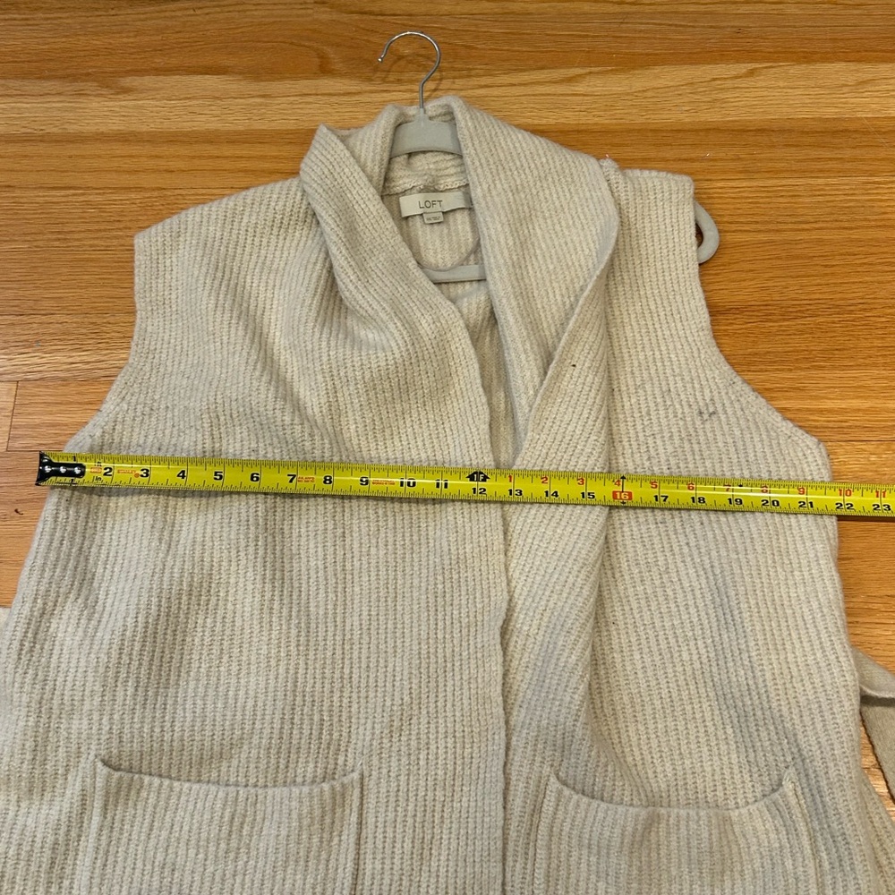 LOFT Beige Knit wool Cardigan with Belt XXL - Picture 10 of 11